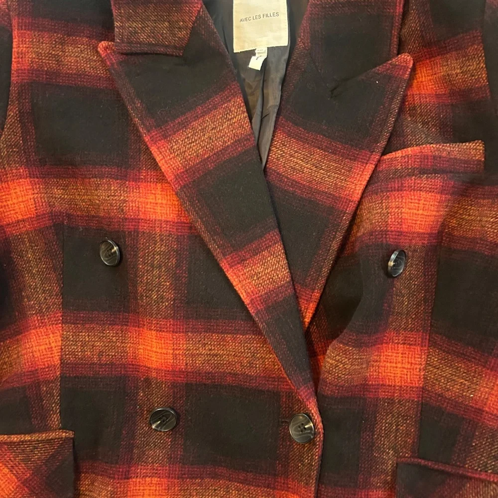 Avec Les Filles Plaid Double Breasted Pea Coat Size XXL - Picture 4 of 9